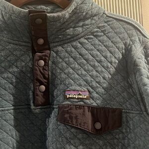 Patagonia Organic Cotton Snap T Quilted Pullover Teal Blue Size M